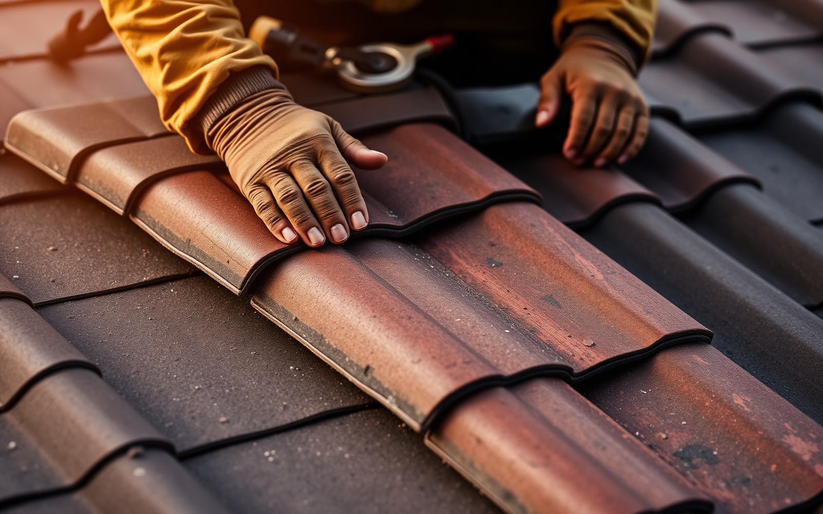 Dachdecker bei Reparatur
